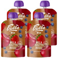 유기농 생과일 누바 푸루라 짜먹는 퓨레, 사과 블루베리 딸기, 100g, 4개