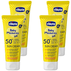 Chicco 寶貝嬰兒輕潤防曬乳霜 SPF50+ 75ml 適用於0歲以上新生兒及敏感肌 隔離UVA/UVB/紅外線, 4條
