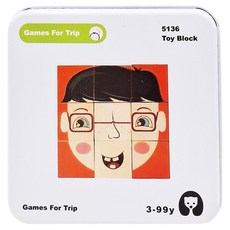 娃娃國 口袋隨身盒桌遊 六面拼圖玩具塊 數字星星圖案木質玩具, 1盒