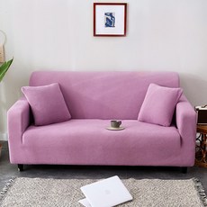 星星鬆餅格紋彩色高彈力沙發套, 紫色