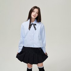 applepink 女童字母印花蝴蝶結短版襯衫