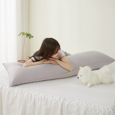 KIT HOME 絲綢般柔軟竹製身體枕 + 防蟎超細纖維枕芯, 淺灰色, 1個