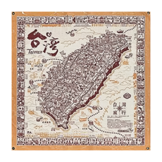 木子創意 環島旅行布地圖 台灣地圖 帆布 73x73cm, 紅色