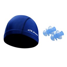 피닉스 스판 수영모 + 귀마개 세트, Navy(수영모), Blue(귀마개), 1세트