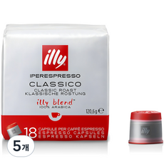 일리 18 클래식 로스트 캡슐커피, 6.7g, 18개입, 5개