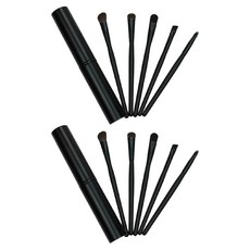 攜帶式彩妝刷具 5支+收納管組, 黑色, 2組