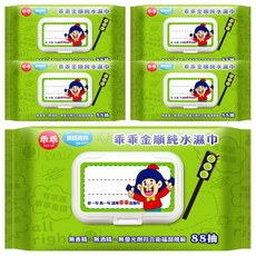 奈森克林 乖乖金順純水濕巾, 88張, 5包