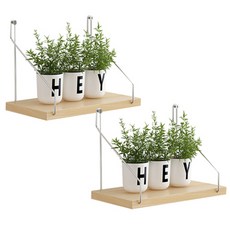 디오셀 심플 다용도 벽걸이 선반 소형 2p, 우드