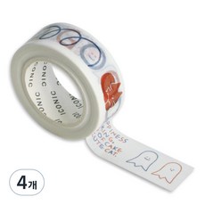 아이코닉 두들 다꾸 데코 마테 마스킹 테이프 스티커 15mm x 10m, 004GOOD, 4개