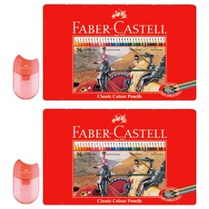 FABER-CASTELL 輝柏 油性彩色鉛筆鐵盒組 附蘋果削鉛筆機(顏色隨機), 36色, 1組