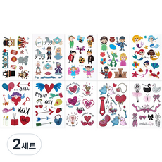 兒童紋身貼紙10款組, 2組, 童話般的心