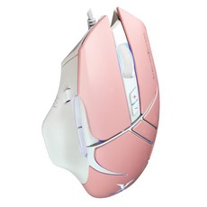 FOXXRAY 狐鐳 塞娜獵狐電競滑鼠 3200DPI 8鍵可程式化 四色呼吸燈, FXR-SM-69, 白色 + 粉色