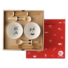 Mao's 樂陶陶 雙碗湯筷禮盒組 600g, 2個小碗 + 2雙筷子 + 2支湯匙, 日日祝福 圓滿順心, 1盒