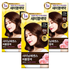 미쟝센 올 뉴 샤이닝 에센스 염모제, 6N 갈색, 3개