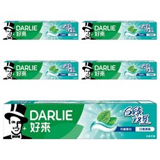 DARLIE 好來 黑人 白綠雙星牙膏 清新口氣 潔白牙齒, 140g, 5條