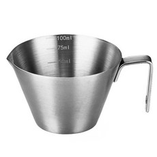 卡特屋 不鏽鋼咖啡量杯 304不鏽鋼 100ml 內部清晰刻度, 不鏽鋼原色, 1盒