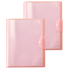 A3糖果色磨砂透明按扣試卷夾 精緻設計 耐磨耐用固定內頁小夾層 固定PP防水防塵材質 樂譜畫作試卷分科皆可用, 粉色, 2個