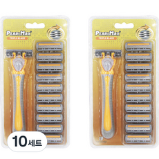 드위트리 PEARL MAX 3단 일회용 면도기 옐로우 + 리필 면도날 세트, 10세트