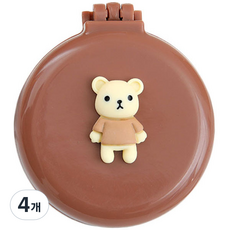 Rosae 馬卡龍小熊與兔子氣墊鏡梳, 小熊棕色, 4個