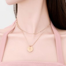 노이드비 여성용 코인 물결체인뱀줄 두줄목걸이