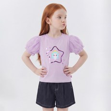 PremierFam 女童 Catch! Teenieping 蕾絲泡泡袖五分袖短袖T恤