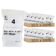 0.04pe 夾鏈袋 無紅線4號袋 透明色, 85 x 120mm, 100入, 20包