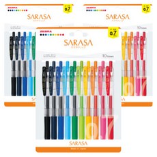 斑馬 ZEBRA SARASA CLIP 按壓式鋼珠筆 10色組 0.7mm, 混合色, 3套