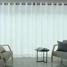 蝴蝶手打星白色遮光窗簾扣眼型, 01白色
