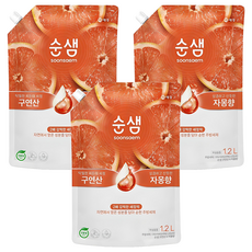 Soonsaem 檸檬酸葡萄柚香廚房洗潔精, 葡萄柚/柳橙, 1.2L, 3個