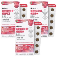 Yuhanmedica 鐵葉酸 N Top Hemo Care 18g, 60錠, 3個