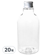 병도매닷컴 DN400 투명 음료용기 알루미늄 실버캡, 400ml, 20개