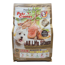 Pets Corner 沛克樂 全齡犬適用 大顆粒 乾飼料, 1.5kg, 1袋, 羊肉 + 蔓越莓 + 鴨肉