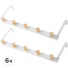 Mabel In Home 簡易安裝 免鑽孔 原木門後掛架 掛衣架 掛鉤, 白色, 6個