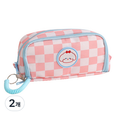 CT Company 棋盤格大容量鉛筆盒, 2個, 粉紅色