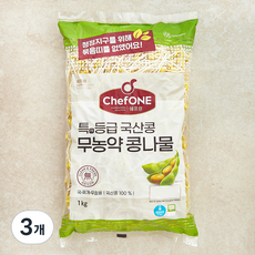 쉐프원 국내산 무농약 인증 콩나물, 1kg, 3개