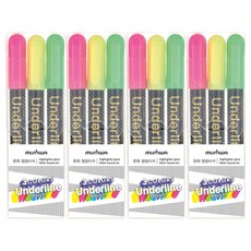 문화연필 언더라인 형광펜 3색 세트, 분홍 + 노랑 +연두, 4팩