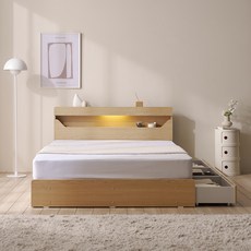 문스테이 LED 조명 수납 침대 프레임 단품 방문설치, 네추럴