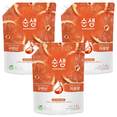 Soonsaem 檸檬酸 X 葡萄柚香 廚房洗潔精, 葡萄柚/柳橙, 1.4L, 3個
