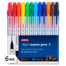 DONG-A 雙頭姓名筆組, 12色, 6套