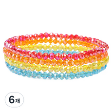 홈셀 요가 명상 탄성 팔찌 무지개 18cm, 6개
