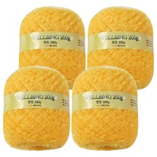 Yeonil纖維 健康菜瓜布專用線 錐形毛線 200g, 4個, 18螢光黃