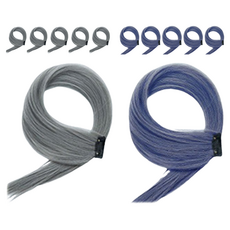 타이탄 포인트 헤어 브릿지 똑딱이 컬러 피스 부분 가발, 애쉬블루 + 애쉬그레이, 12개