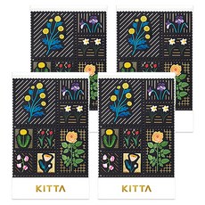 KING JIM HITOTOKI KITTA 隨身攜帶和紙膠帶 燙金郵票貼紙 KITPP004 71 x 54mm, 花 東出桂奈設計款, 4張