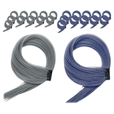 타이탄 포인트 헤어 브릿지 똑딱이 컬러 피스 부분 가발, 애쉬블루 + 애쉬그레이, 24개