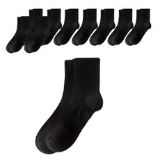 男款運動覆蓋中筒襪, 10個, 黑色