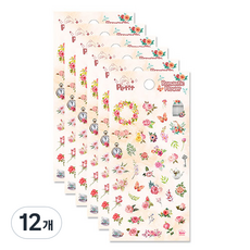 Petit 浪漫花朵貼紙, 混色, 12個