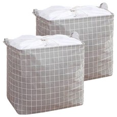 접이식 사각 옷 빨래 바구니, 그레이체크, 2개