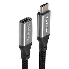 POLYWELL 寶利威爾 USB Type-C延長線 100W 10Gbps 公對母 可充電 可傳輸 編織線 PW15-W45-A351, 1條, 50cm