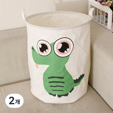 Allhigh 圓形北歐圖案布藝衣物收納籃, 棕色卡通恐龍, 40 x 50 cm, 2個