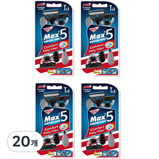 드위트리 NEW MAX 5단 일회용 면도기 4세트, 3개입, 20개